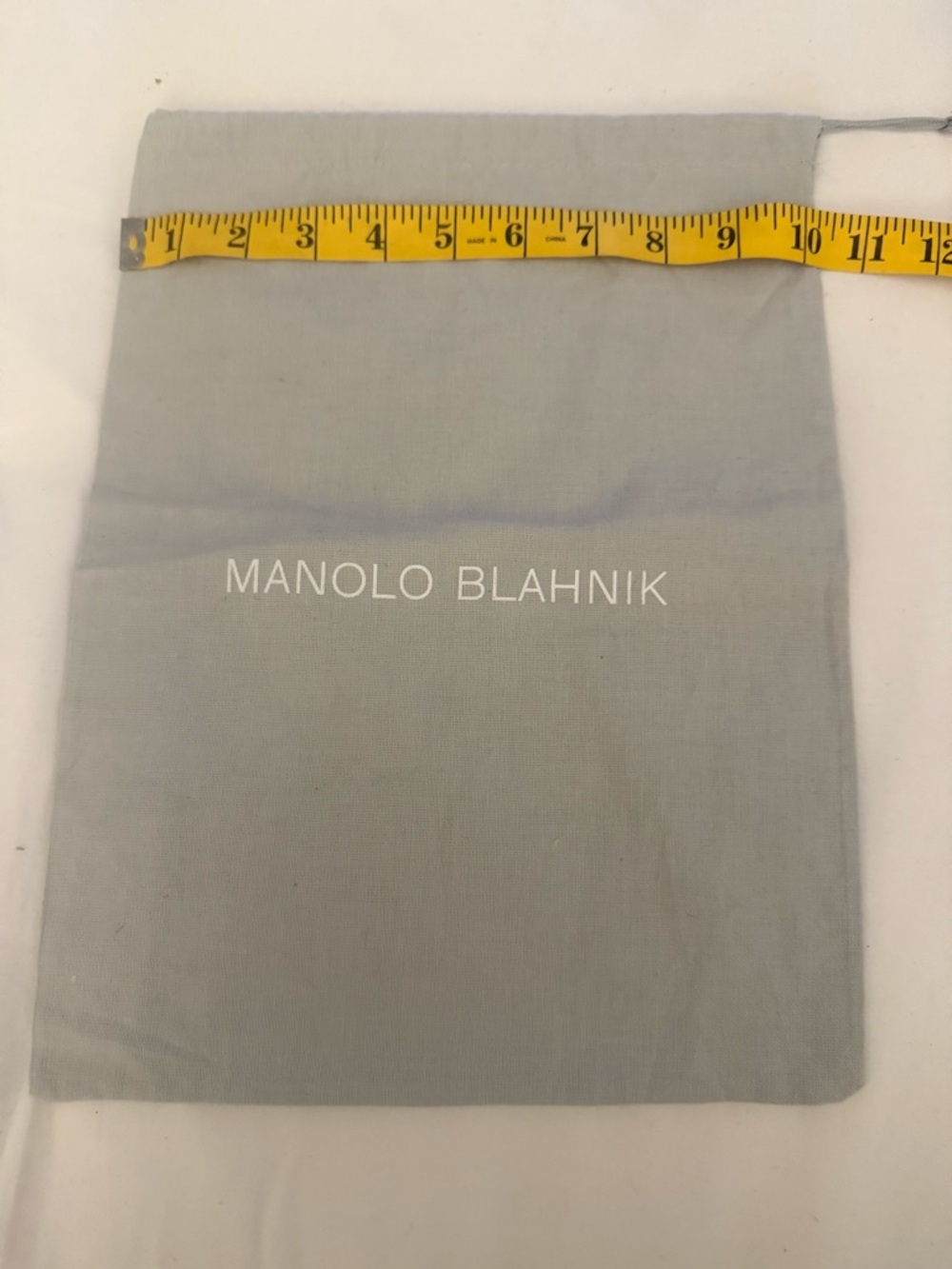 Manolo Blahnik Light Gray Drawstring Dust Bag with White Logo